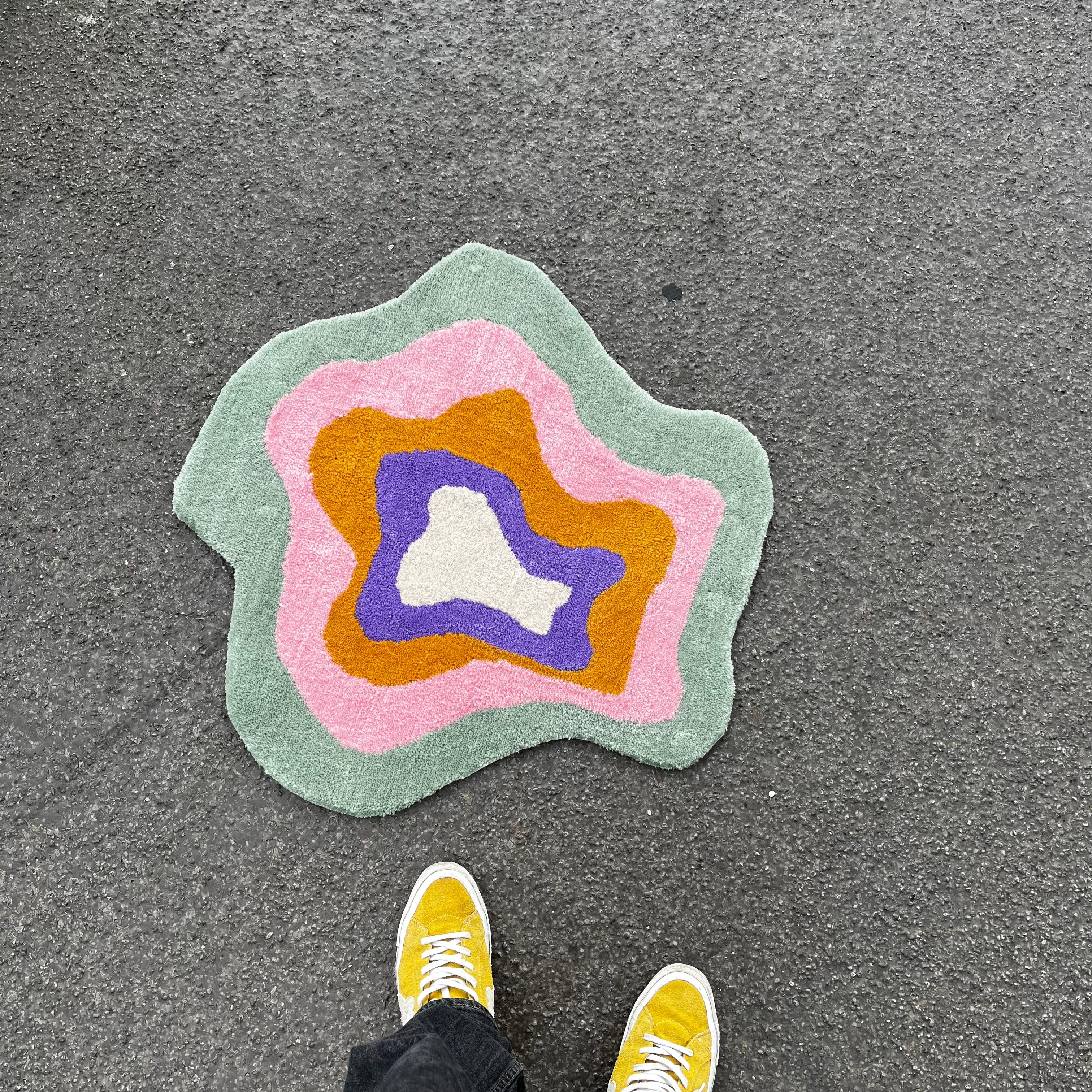 Green/Baby Pink Abstract Rug - Rugsly