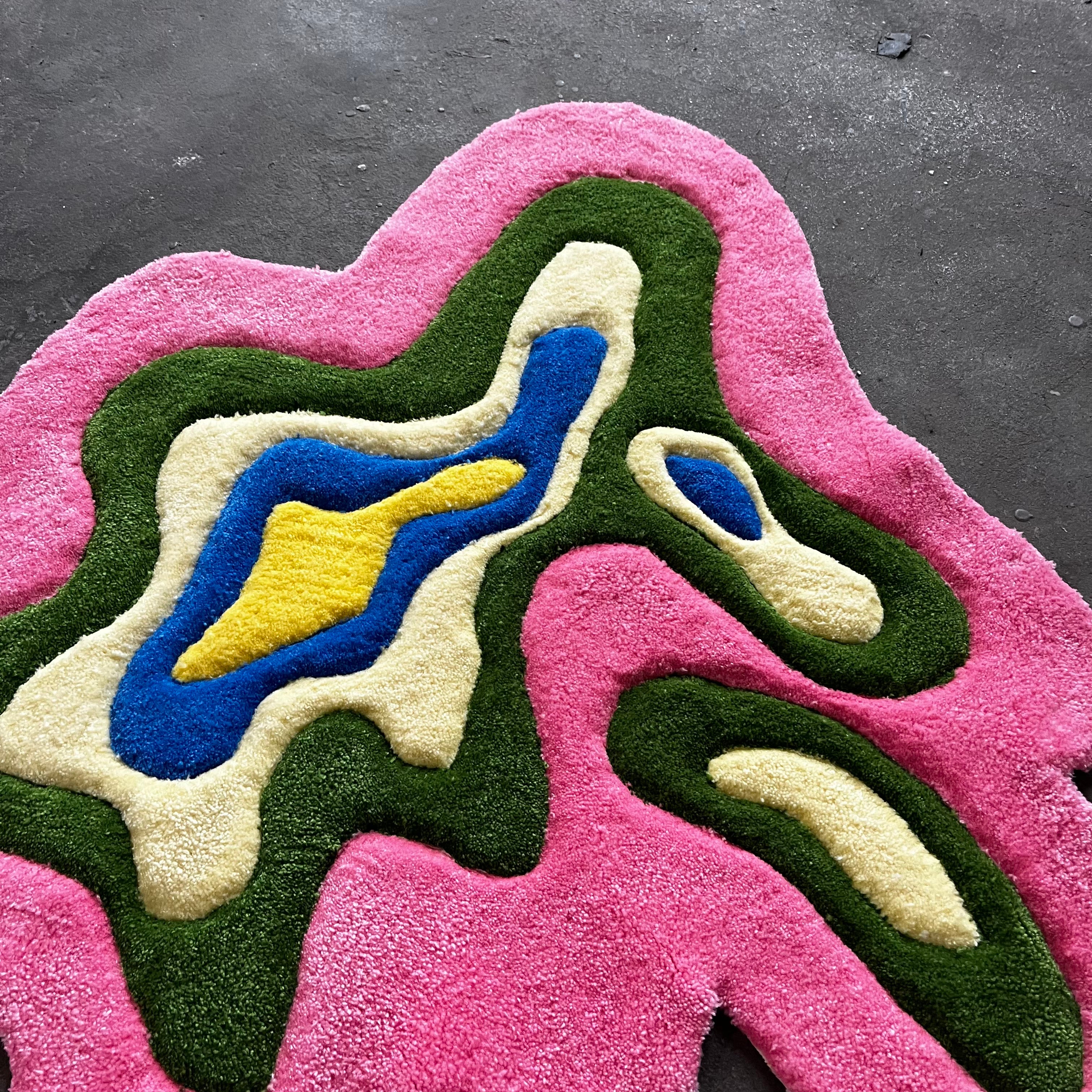 Pink/Green Abstract Rug - Rugsly