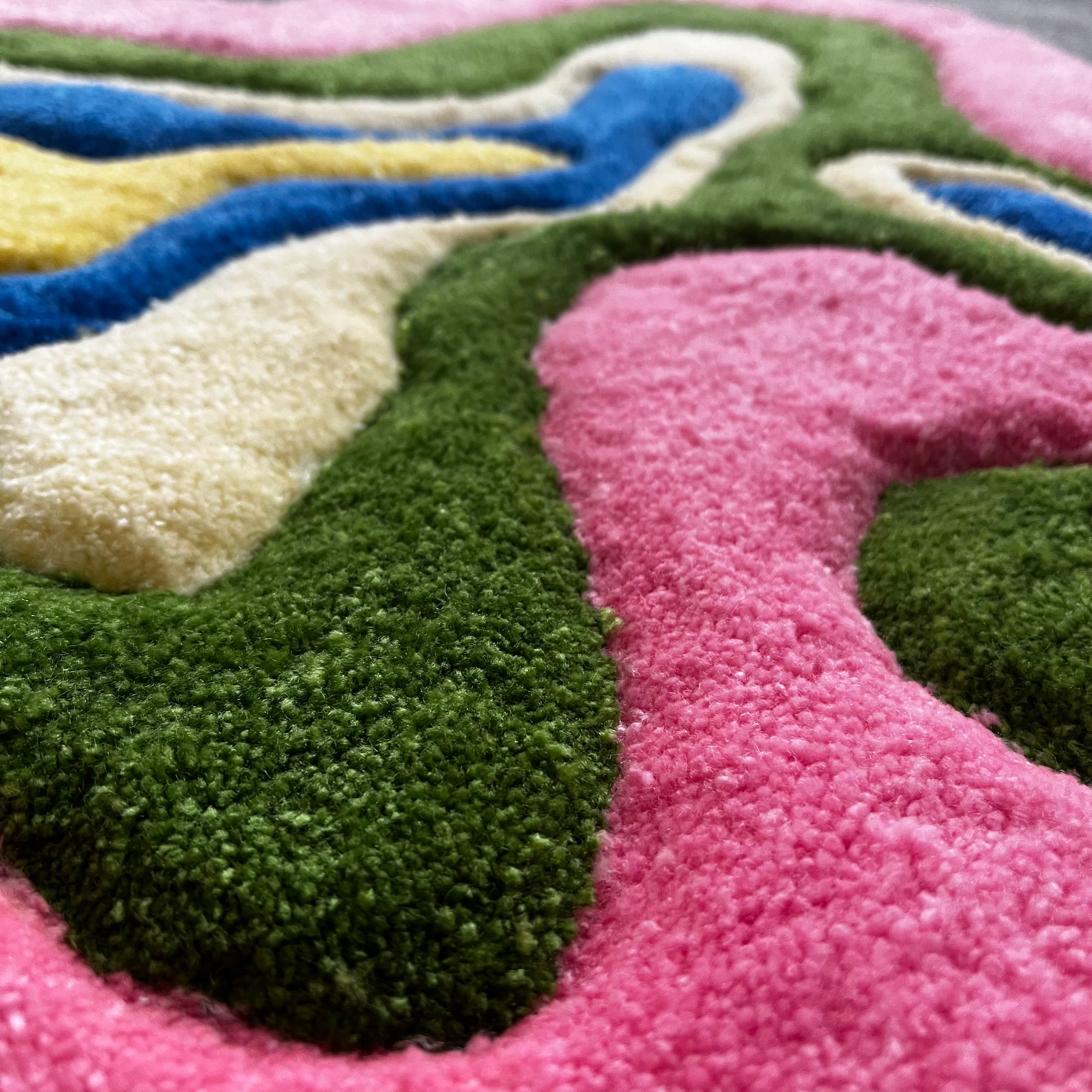 Pink/Green Abstract Rug - Rugsly