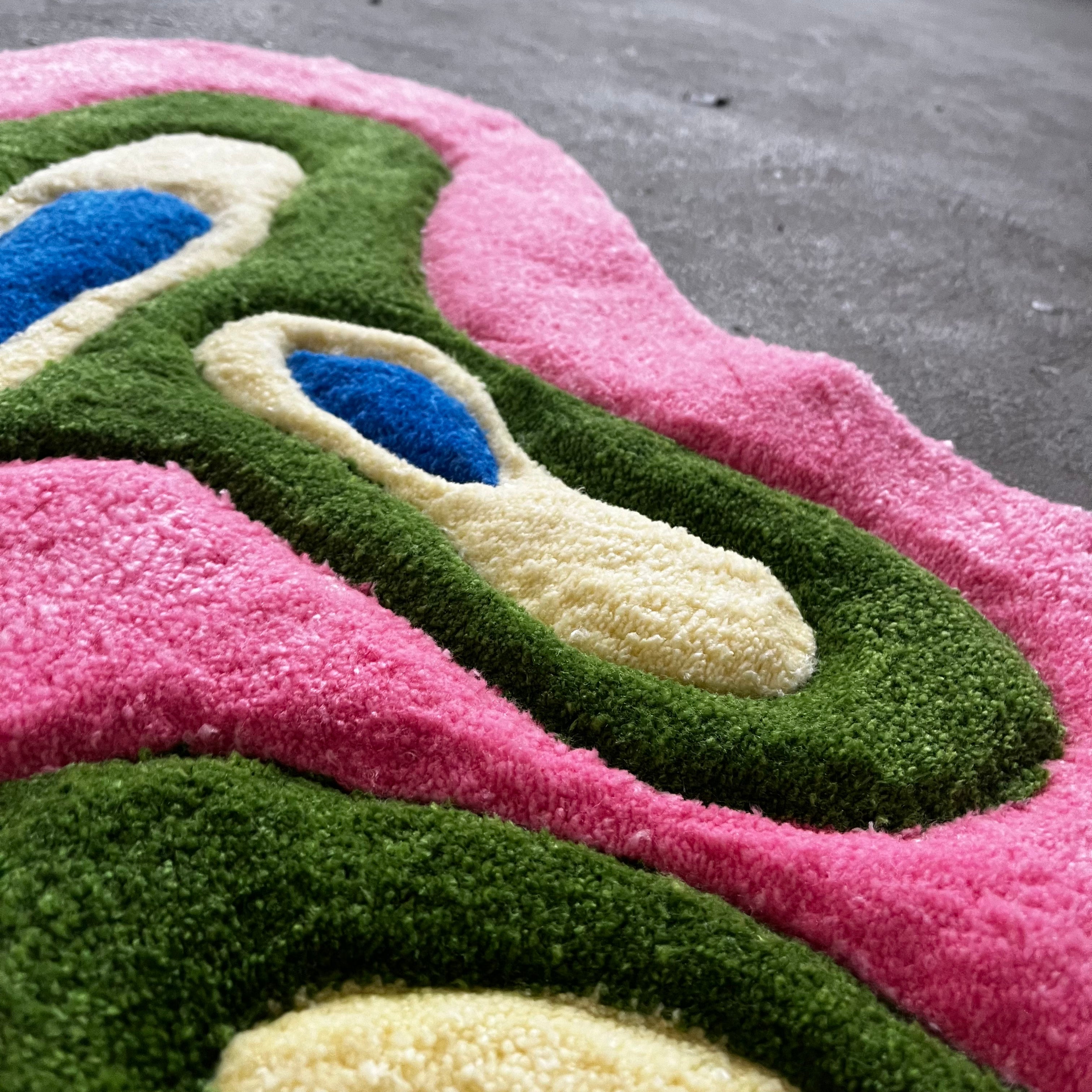 Pink/Green Abstract Rug - Rugsly