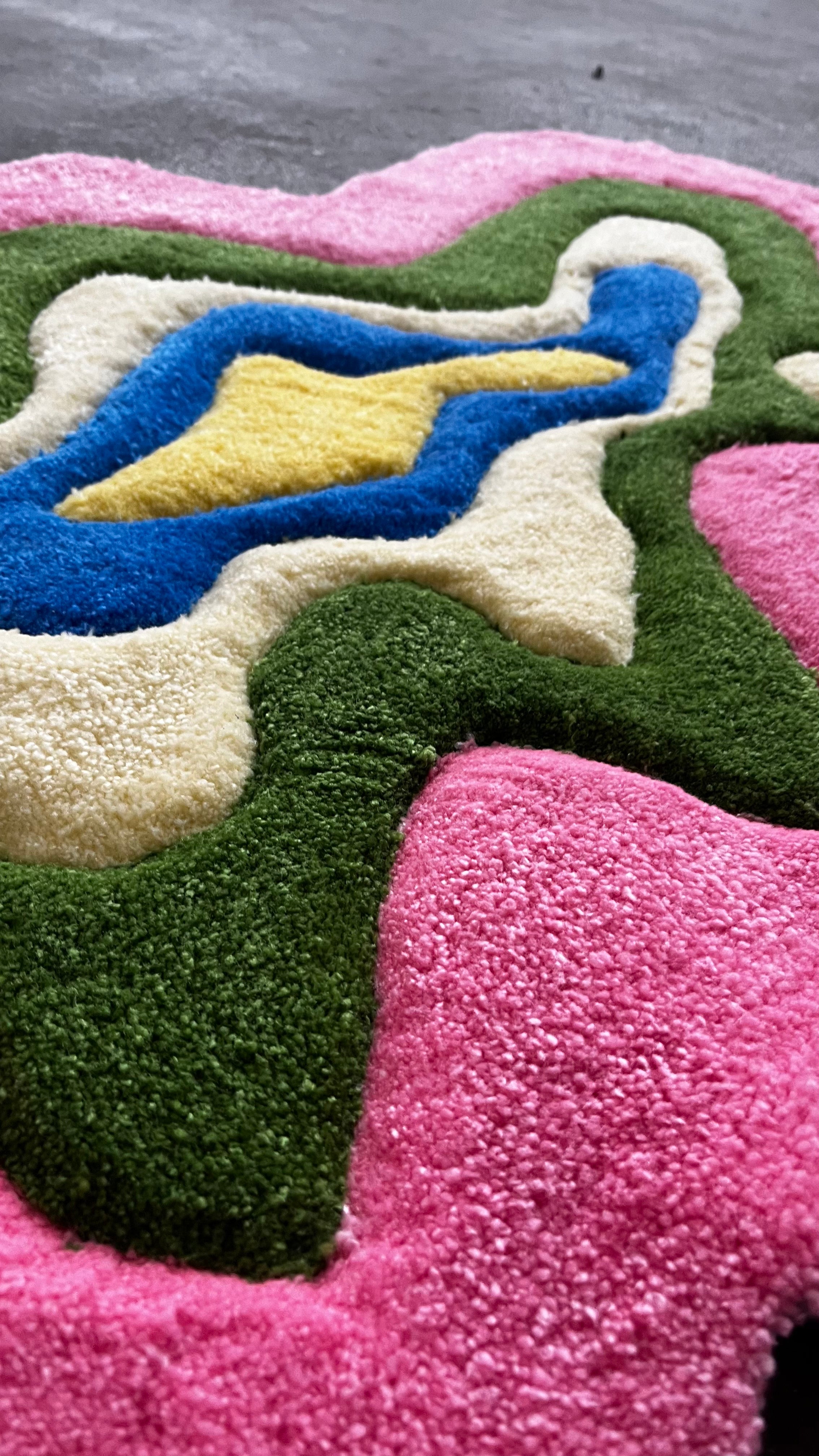 Pink/Green Abstract Rug - Rugsly