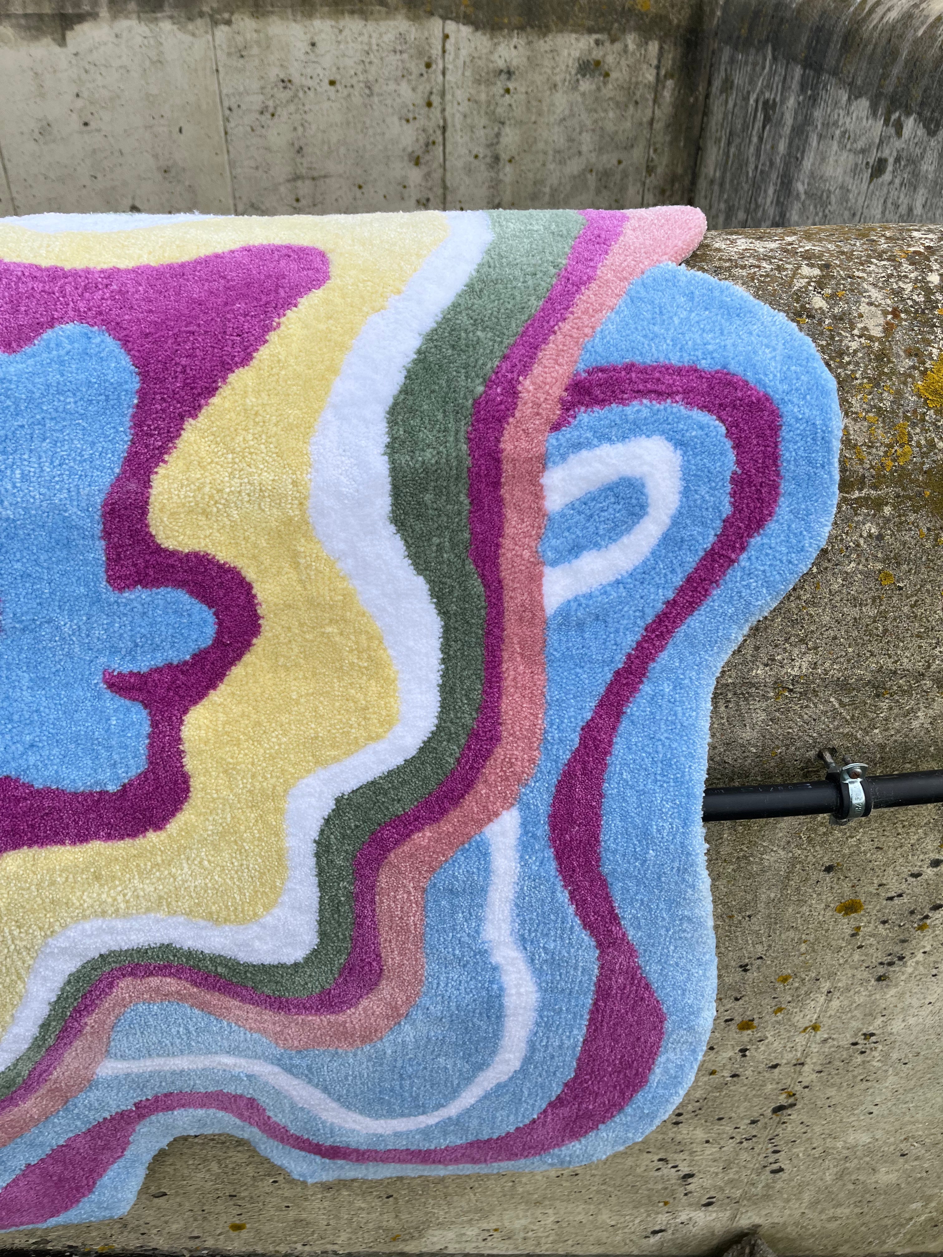 Pink/Blue Abstract Rug - Rugsly